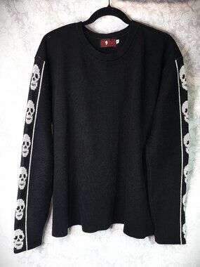 Vtg Morbid Threads Sweater Pullover Slipover Woman's XL Skull Sleeves 90's RARE